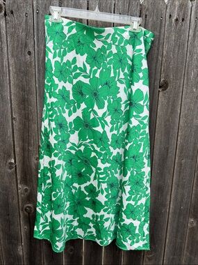Jcrew Green Floral A-Line Skirt
